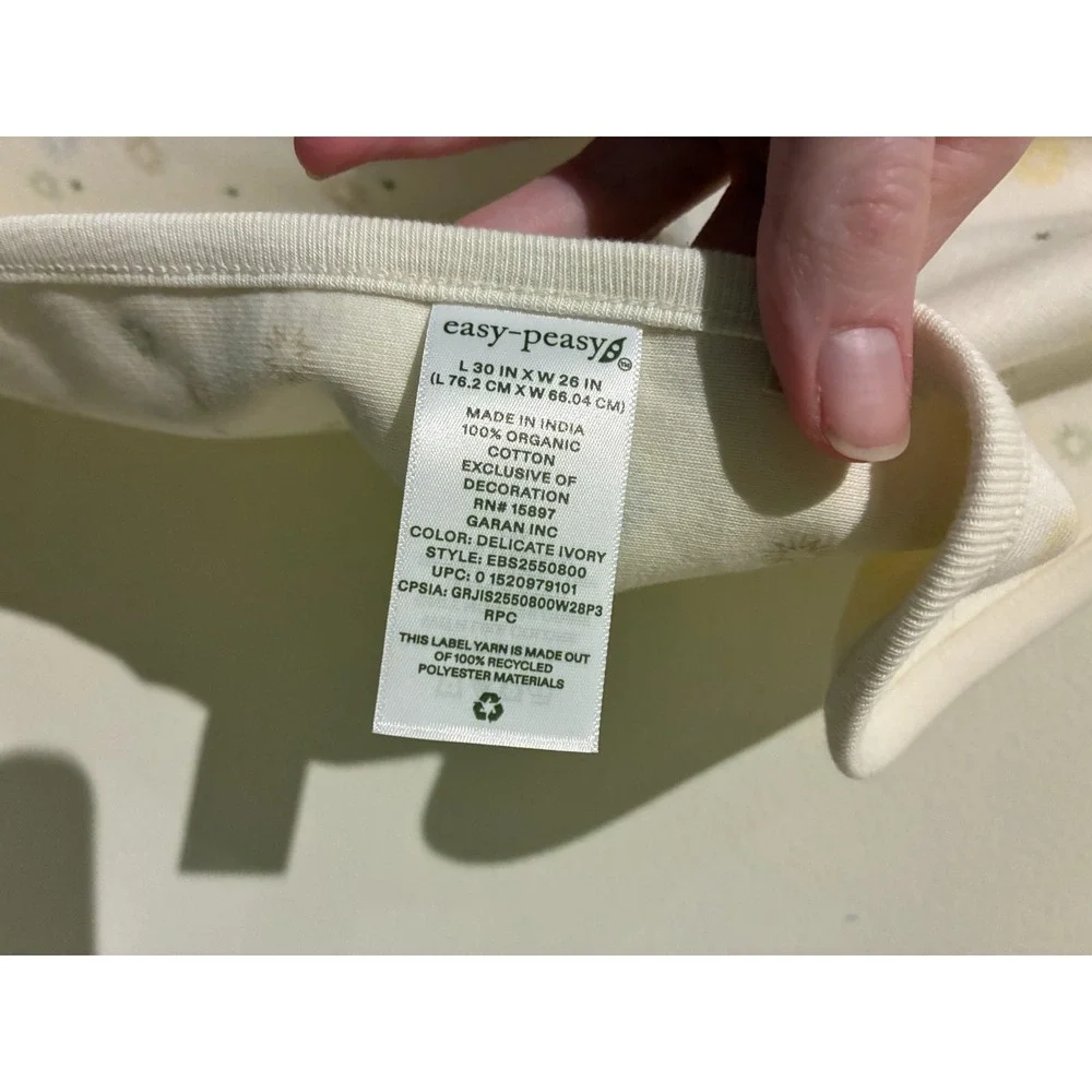 Easy‎ Peasy Organic Cotton Baby Blanket Floral Print Delicate Ivory